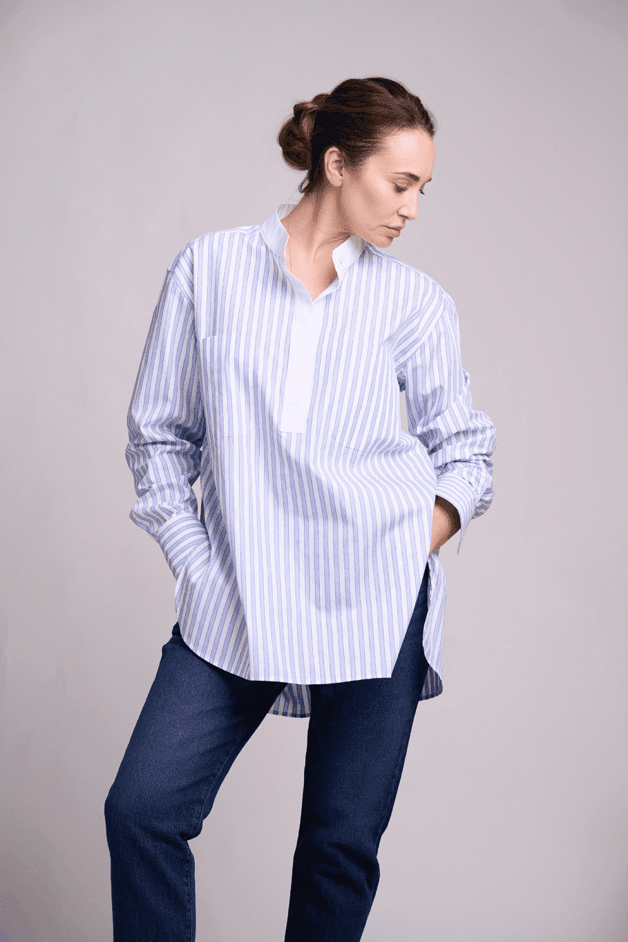 The Lou.D Relaxed Shirt Blue & White Stripe - Image 2